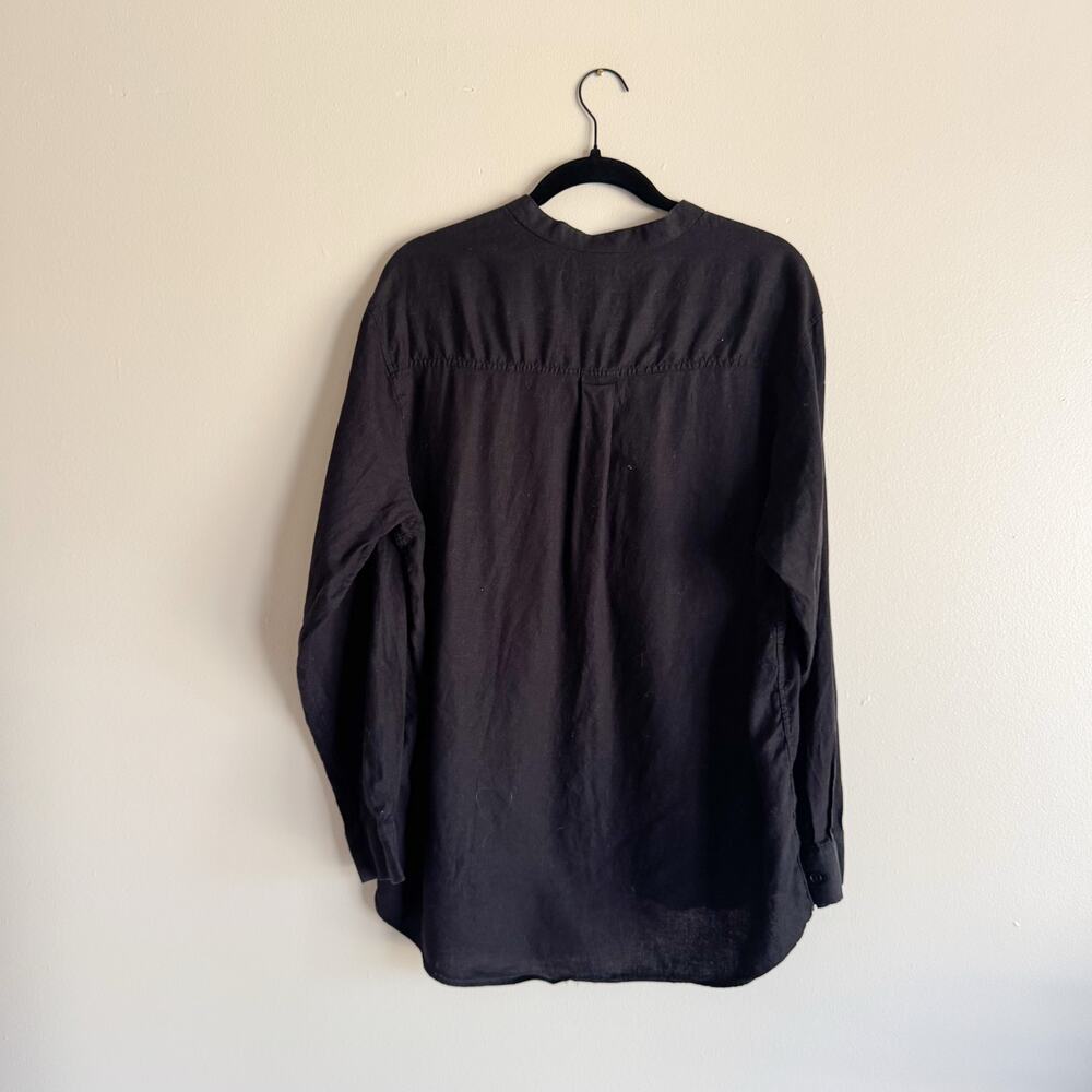 Vanone Black Easy Grunge Look Button Up Linen Top - Picture 5 of 6